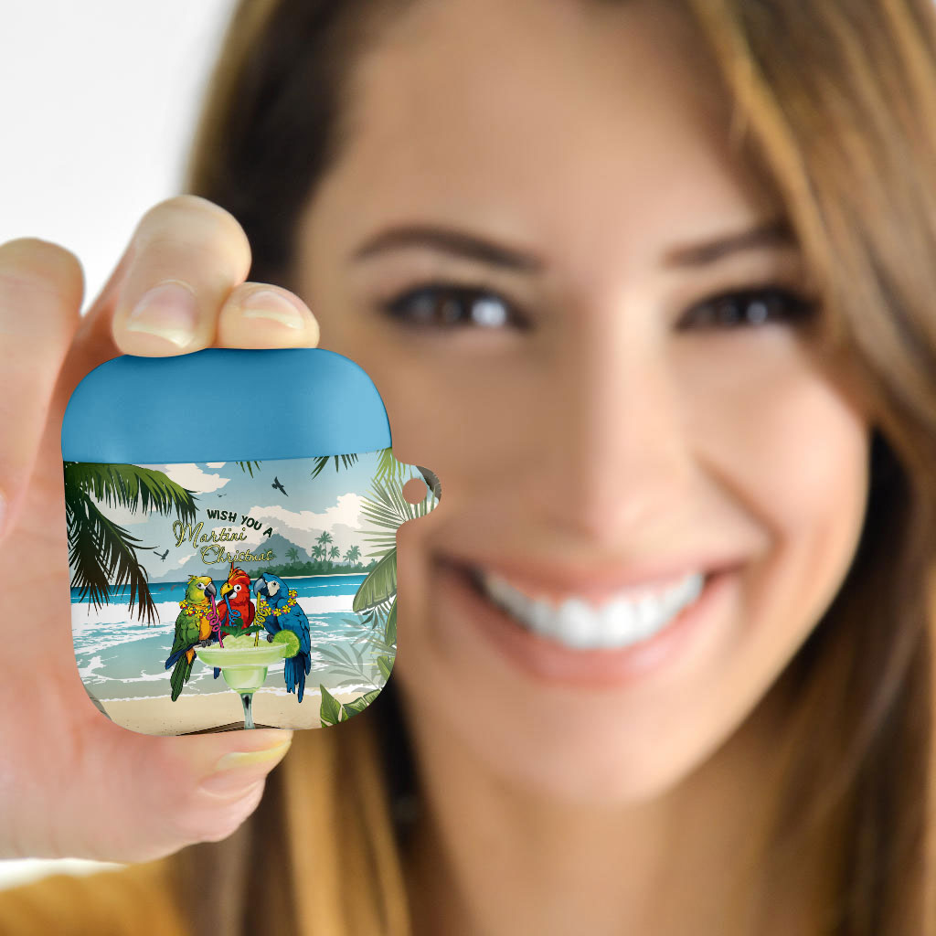 Wish You A Merry Martini Christmas AirPods Case Cocktail Parrot-dise