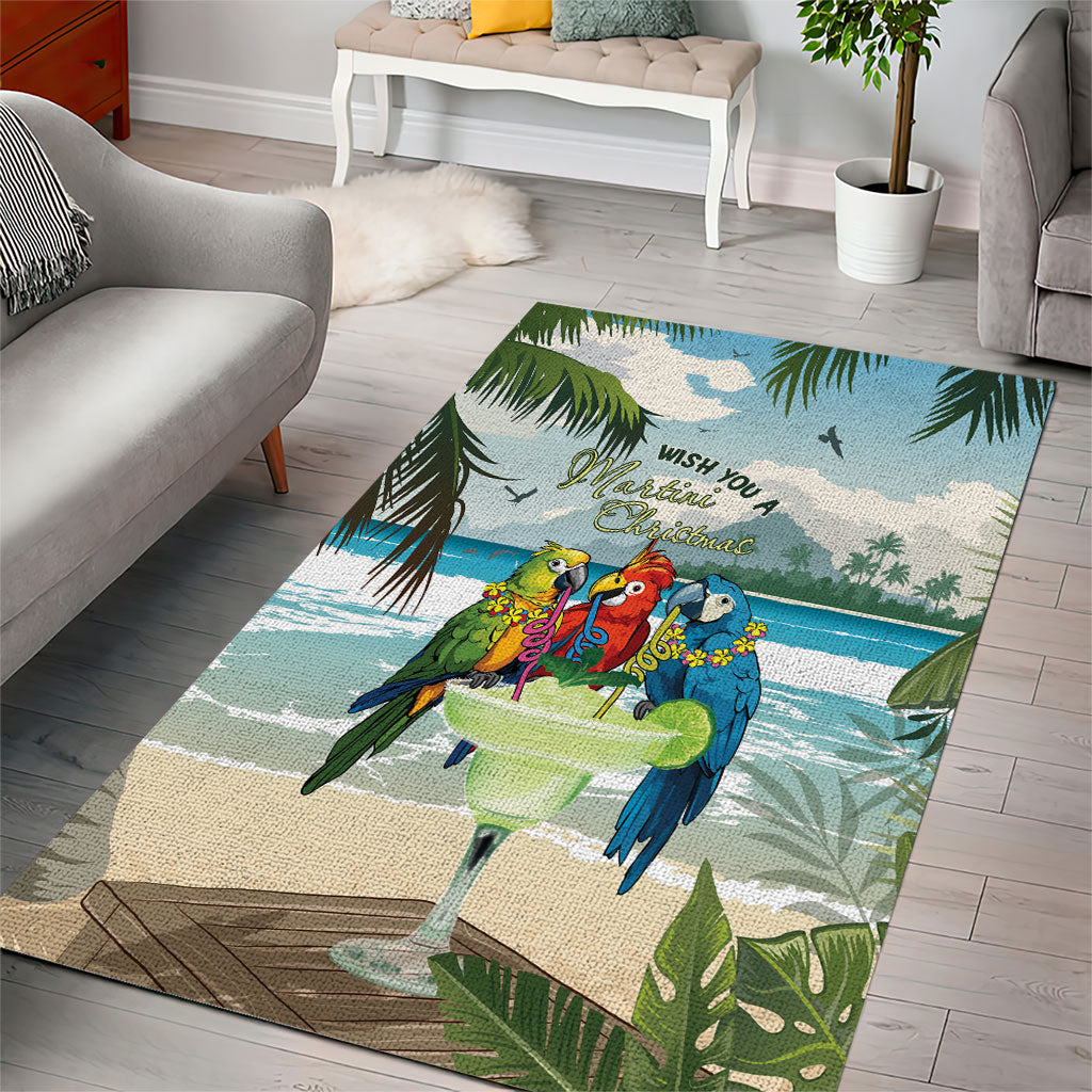Wish You A Merry Martini Christmas Area Rug Cocktail Parrot-dise