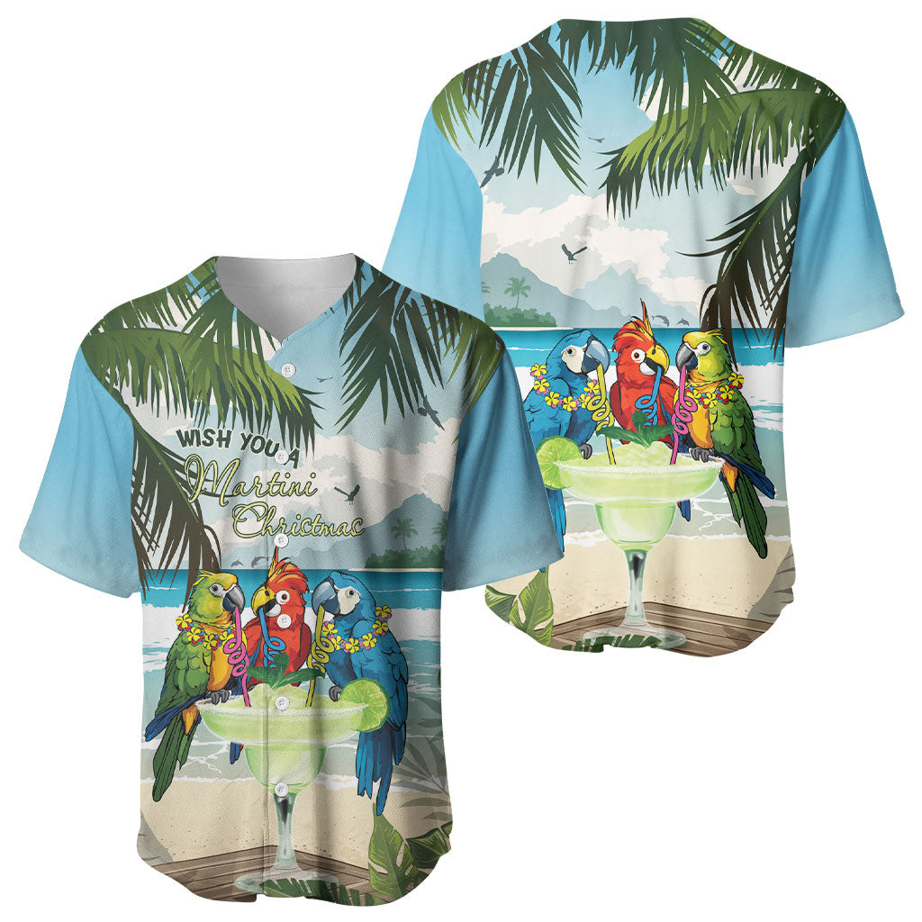Wish You A Merry Martini Christmas Baseball Jersey Cocktail Parrot-dise LT7 - Polynesian Pride