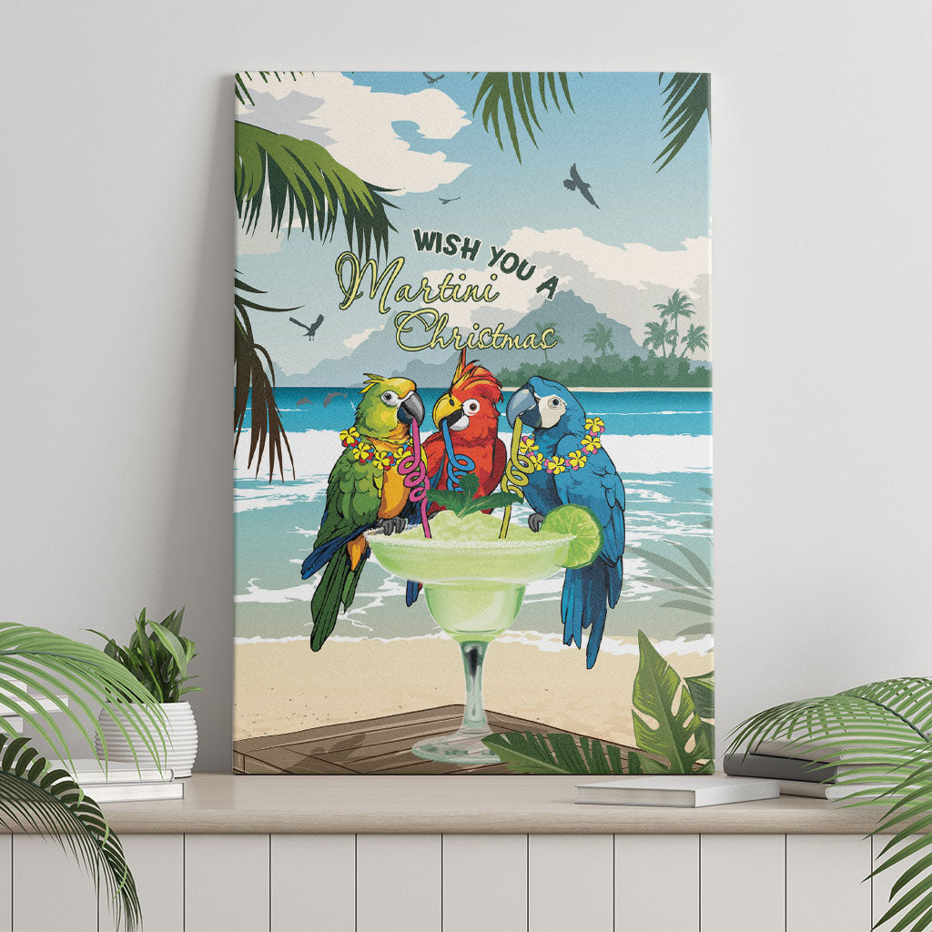 Wish You A Merry Martini Christmas Canvas Wall Art Cocktail Parrot-dise