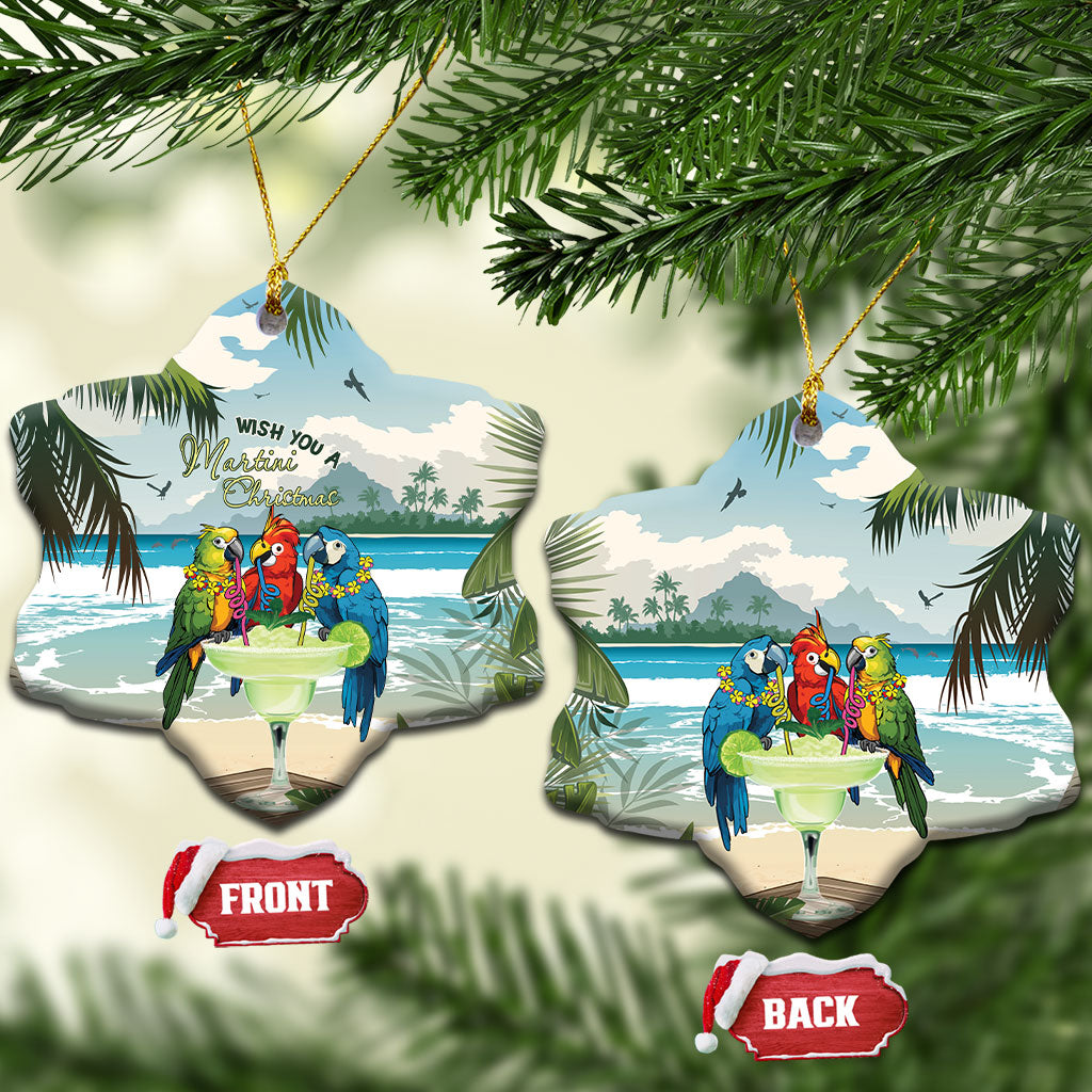 Wish You A Merry Martini Christmas Ceramic Ornament Cocktail Parrot-dise