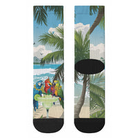 Wish You A Merry Martini Christmas Crew Socks Cocktail Parrot-dise