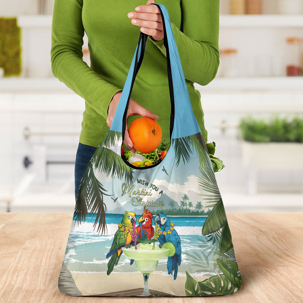 Wish You A Merry Martini Christmas Grocery Bag Cocktail Parrot-dise