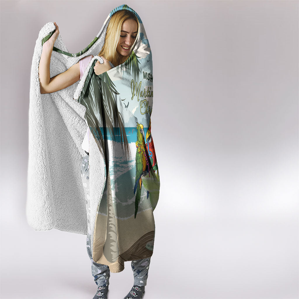 Wish You A Merry Martini Christmas Hooded Blanket Cocktail Parrot-dise
