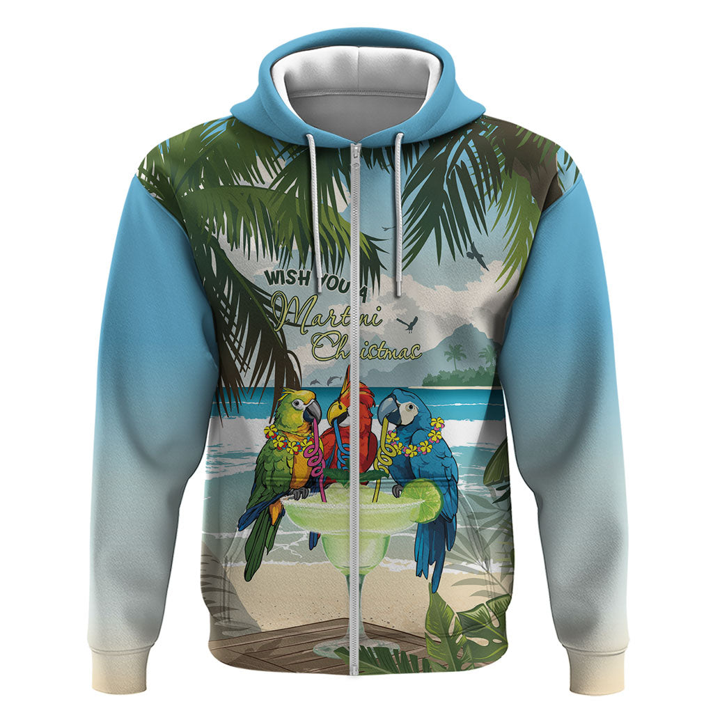Wish You A Merry Martini Christmas Hoodie Cocktail Parrot-dise LT7 Zip Hoodie Multicolor - Polynesian Pride