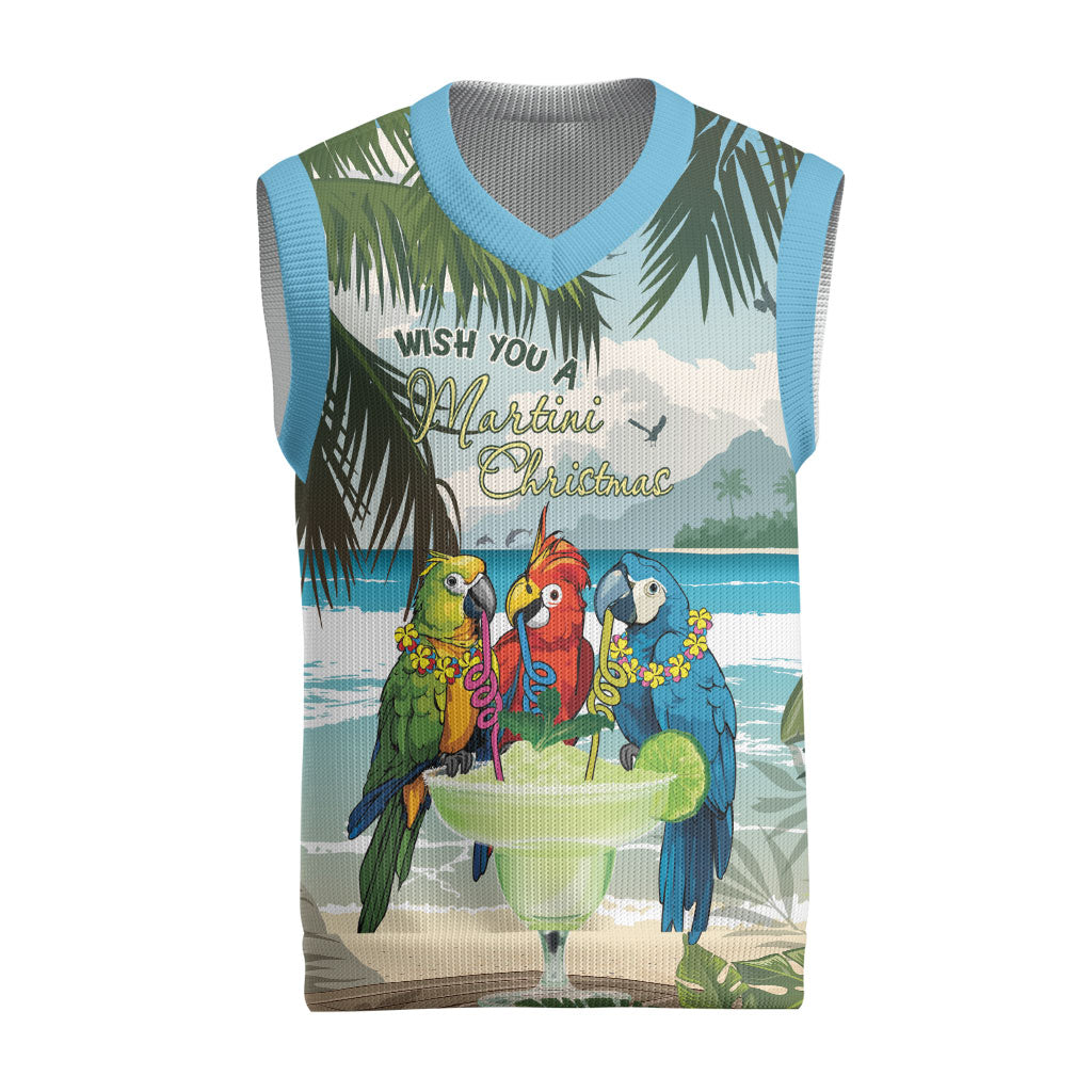 Wish You A Merry Martini Christmas Knitted V-Neck Vest Cocktail Parrot-dise LT7 Multicolor - Polynesian Pride