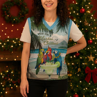 Wish You A Merry Martini Christmas Knitted V-Neck Vest Cocktail Parrot-dise LT7 - Polynesian Pride