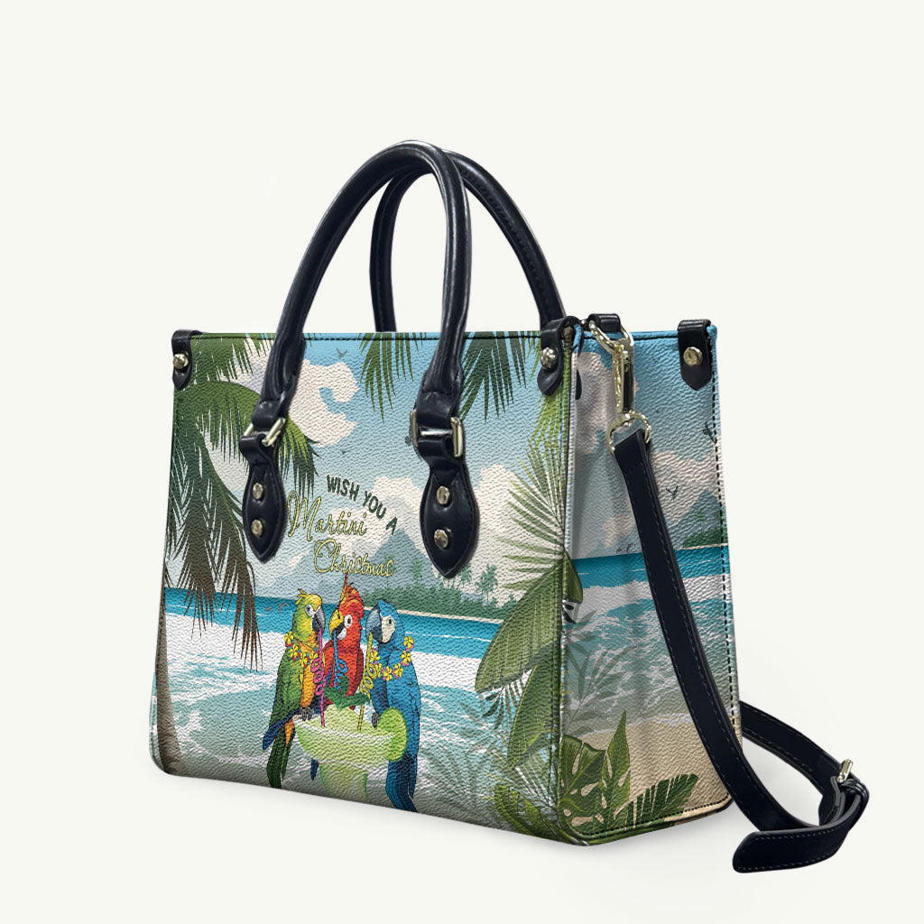 Wish You A Merry Martini Christmas Leather Bag Cocktail Parrot-dise