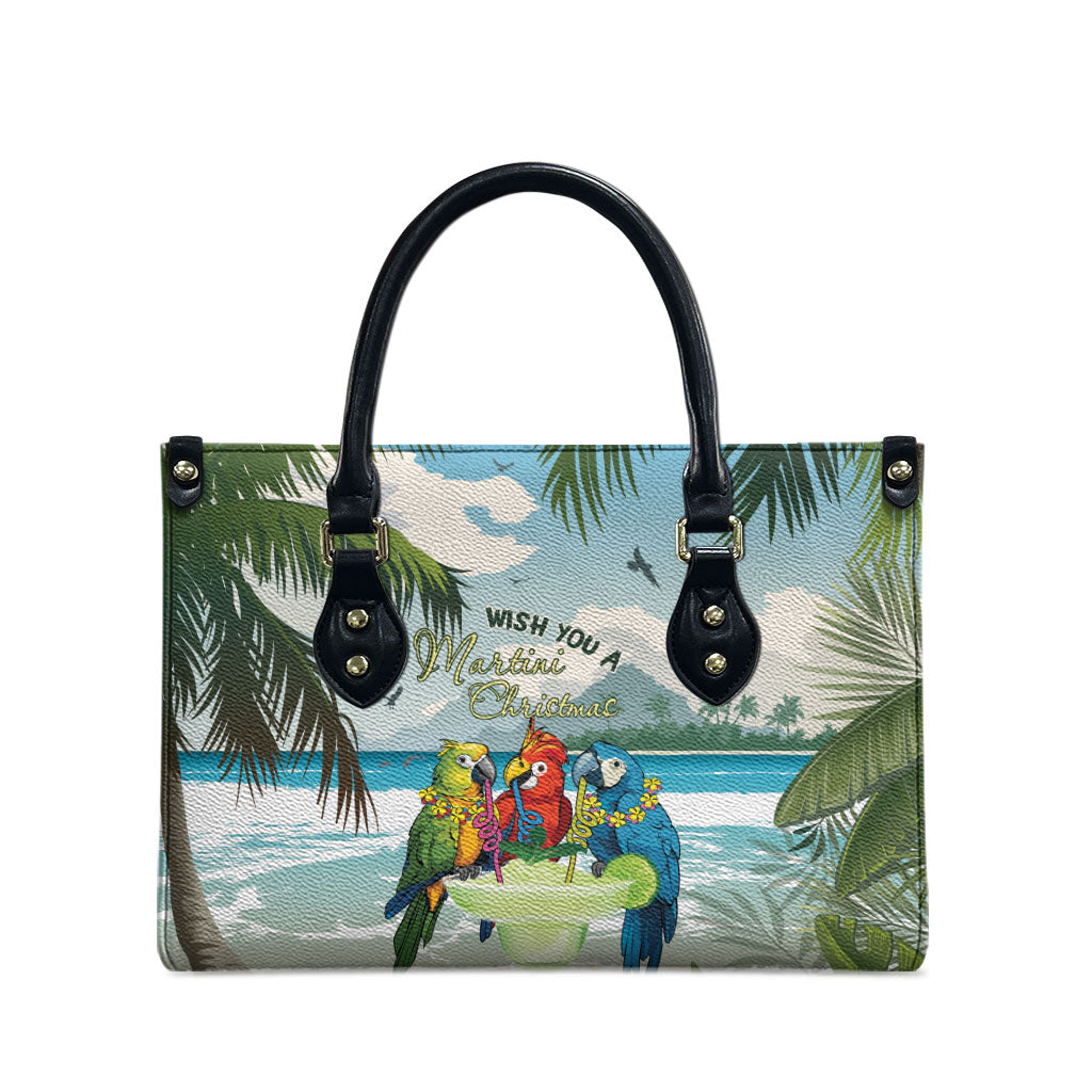 Wish You A Merry Martini Christmas Leather Bag Cocktail Parrot-dise