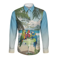 Wish You A Merry Martini Christmas Long Sleeve Button Shirt Cocktail Parrot-dise LT7 Unisex Multicolor - Polynesian Pride
