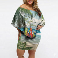 Wish You A Merry Martini Christmas Off Shoulder Short Dress Cocktail Parrot-dise LT7 Women Multicolor - Polynesian Pride