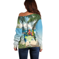 Wish You A Merry Martini Christmas Off Shoulder Sweater Cocktail Parrot-dise