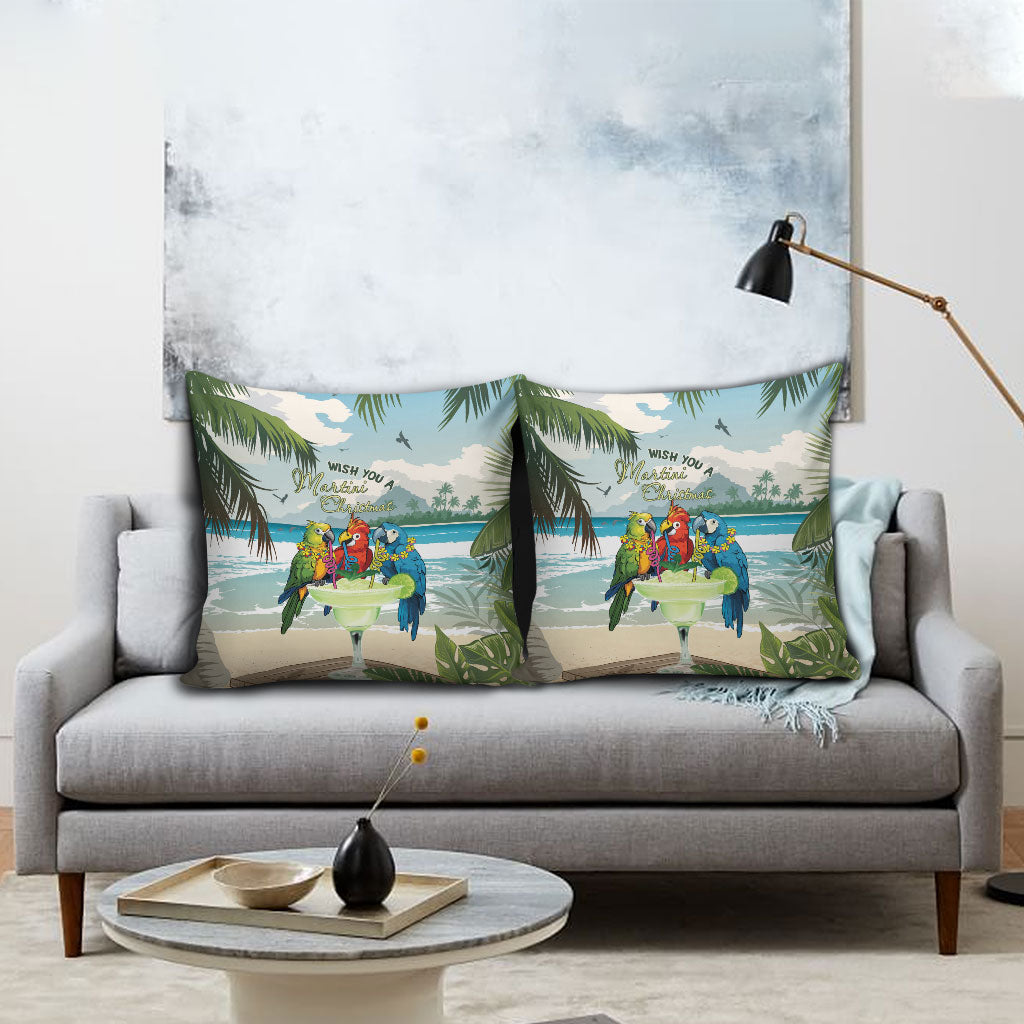 Wish You A Merry Martini Christmas Pillow Cover Cocktail Parrot-dise LT7 - Polynesian Pride