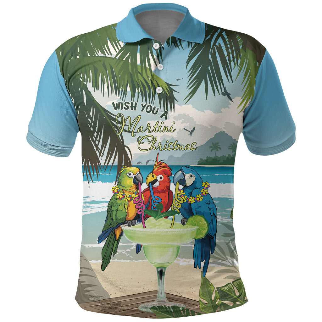 Wish You A Merry Martini Christmas Polo Shirt Cocktail Parrot-dise LT7 Multicolor - Polynesian Pride