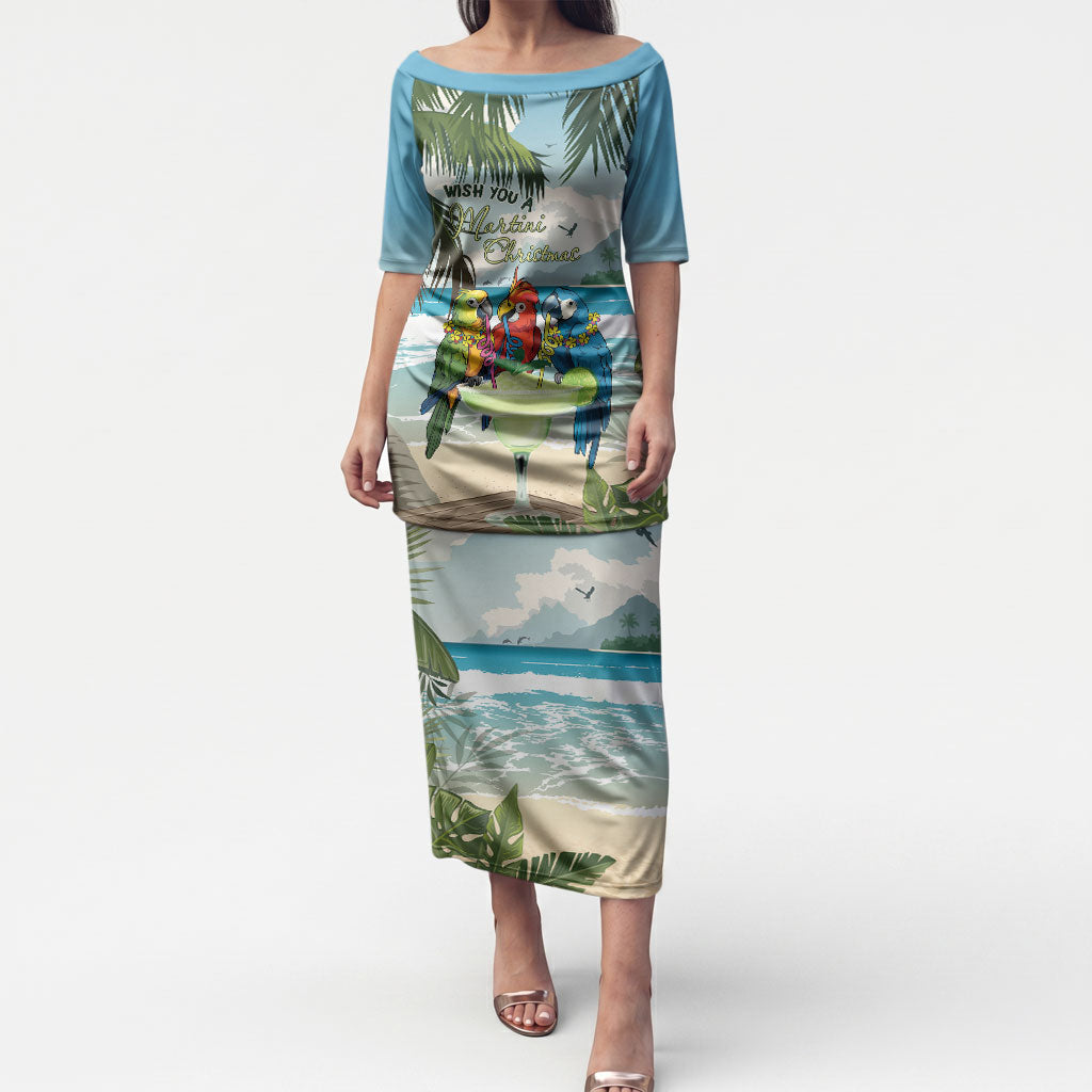 Wish You A Merry Martini Christmas Puletasi Cocktail Parrot-dise LT7 Long Dress Multicolor - Polynesian Pride