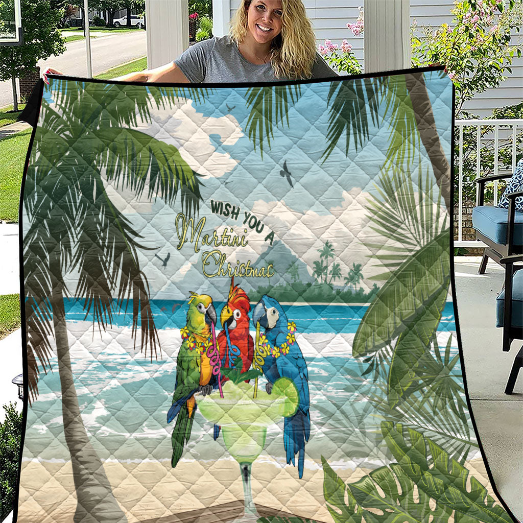Wish You A Merry Martini Christmas Quilt Cocktail Parrot-dise