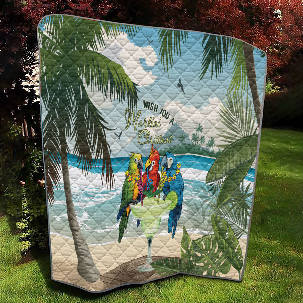 Wish You A Merry Martini Christmas Quilt Cocktail Parrot-dise