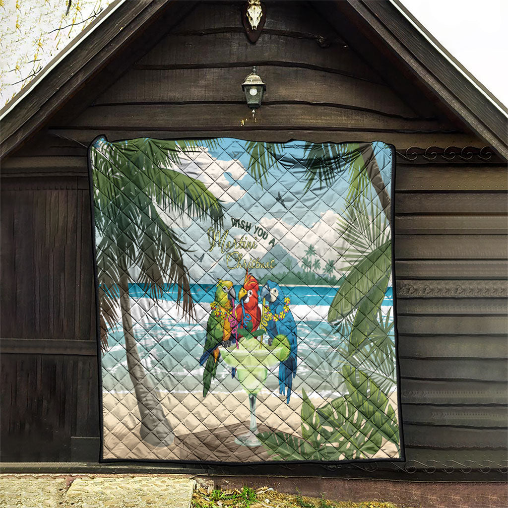 Wish You A Merry Martini Christmas Quilt Cocktail Parrot-dise