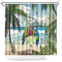 Wish You A Merry Martini Christmas Shower Curtain Cocktail Parrot-dise