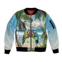 Wish You A Merry Martini Christmas Sleeve Zip Bomber Jacket Cocktail Parrot-dise