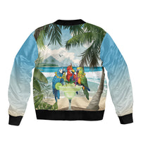Wish You A Merry Martini Christmas Sleeve Zip Bomber Jacket Cocktail Parrot-dise