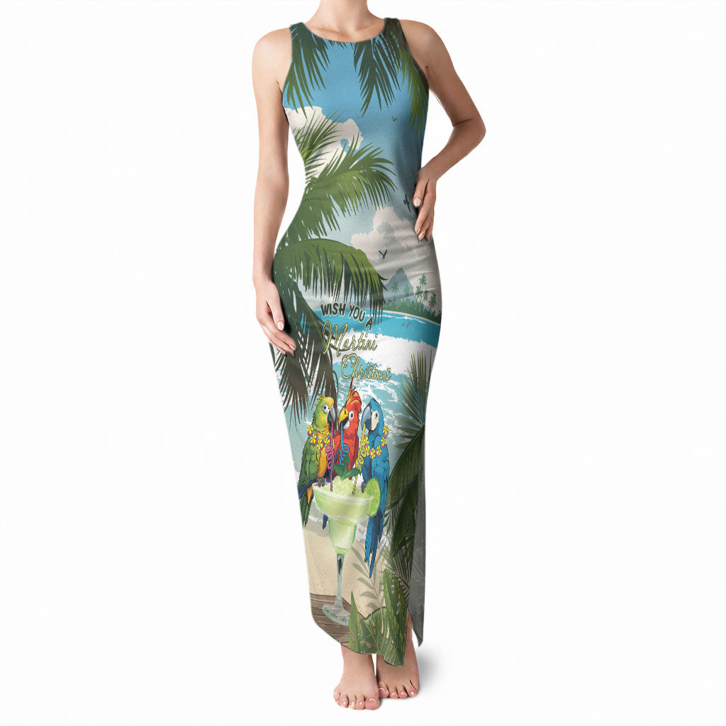 Wish You A Merry Martini Christmas Tank Maxi Dress Cocktail Parrot-dise LT7 Women Multicolor - Polynesian Pride