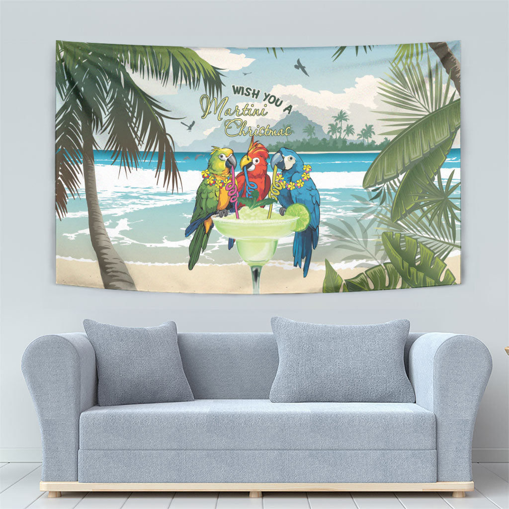 Wish You A Merry Martini Christmas Tapestry Cocktail Parrot-dise