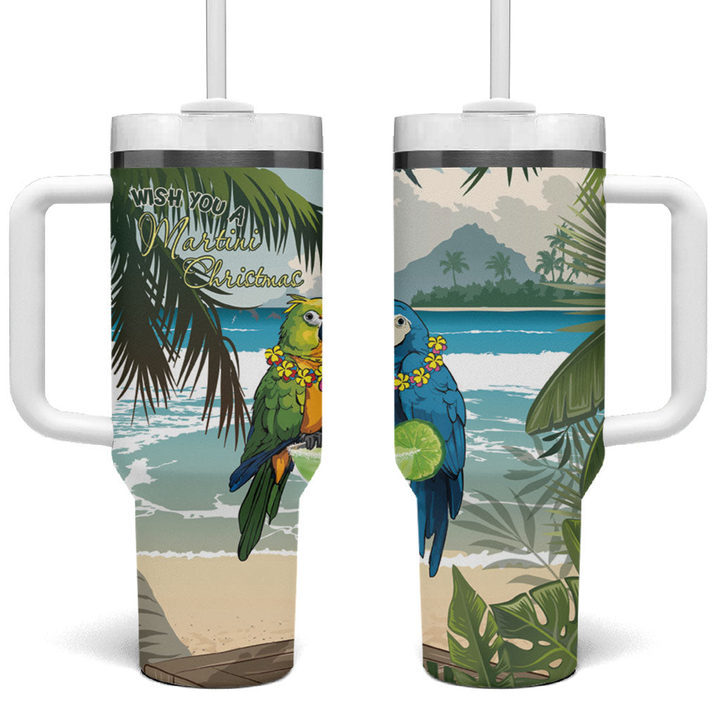 Wish You A Merry Martini Christmas Tumbler With Handle Cocktail Parrot-dise LT7 One Size: 40 oz Multicolor - Polynesian Pride