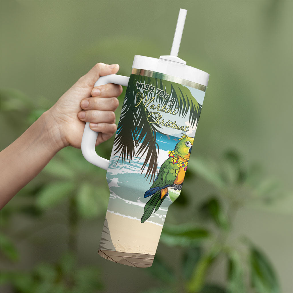 Wish You A Merry Martini Christmas Tumbler With Handle Cocktail Parrot-dise LT7 - Polynesian Pride