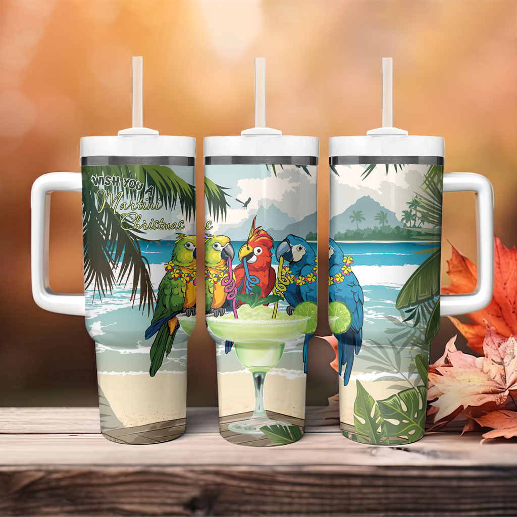 Wish You A Merry Martini Christmas Tumbler With Handle Cocktail Parrot-dise LT7 - Polynesian Pride