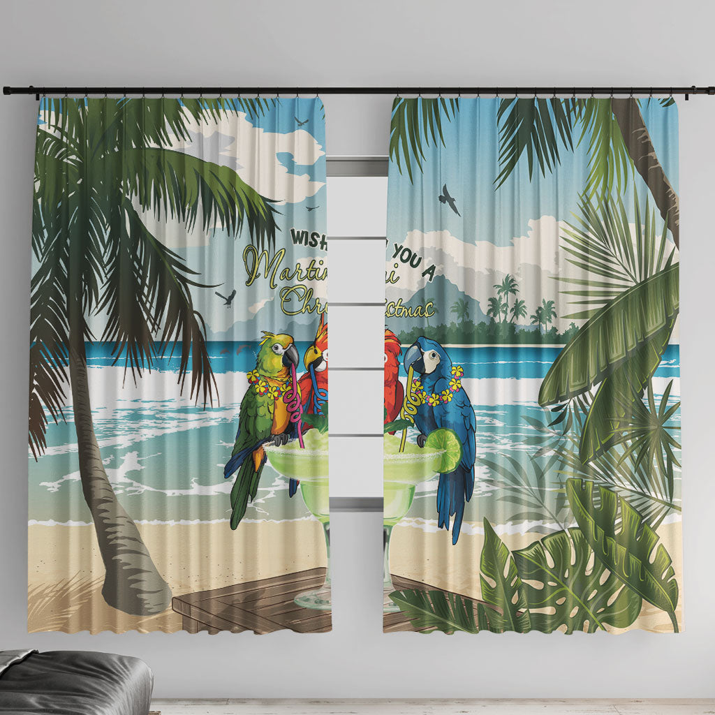 Wish You A Merry Martini Christmas Window Curtain Cocktail Parrot-dise