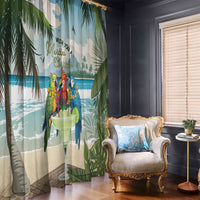 Wish You A Merry Martini Christmas Window Curtain Cocktail Parrot-dise