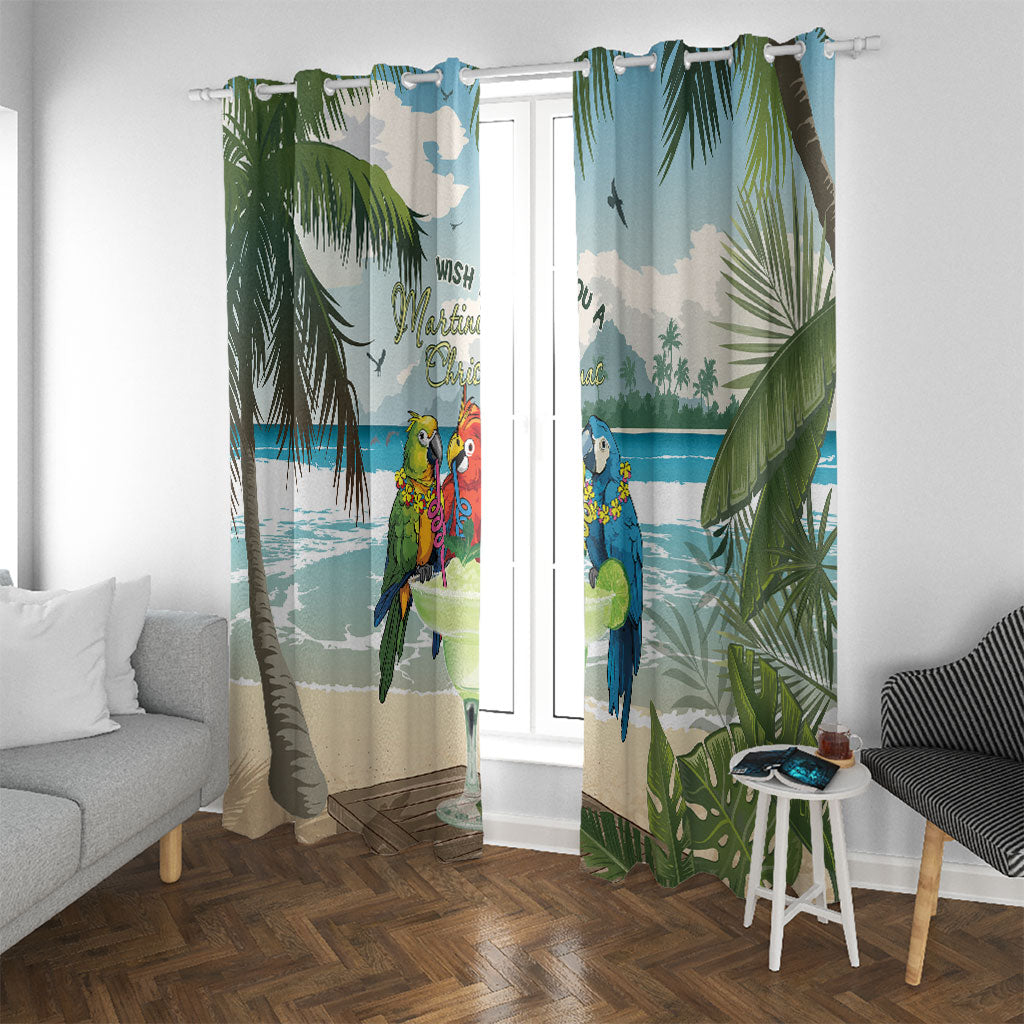 Wish You A Merry Martini Christmas Window Curtain Cocktail Parrot-dise