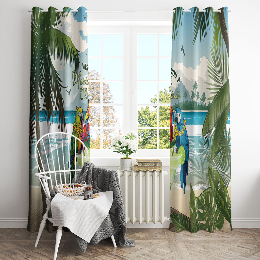 Wish You A Merry Martini Christmas Window Curtain Cocktail Parrot-dise