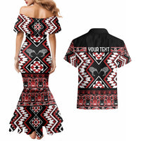 Personalised Taniko Motifs Aotearoa Couples Matching Mermaid Dress and Hawaiian Shirt Waitangi Kowhaiwhai Kiwi LT7 - Polynesian Pride