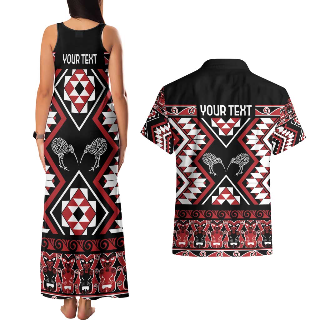 Personalised Taniko Motifs Aotearoa Couples Matching Tank Maxi Dress and Hawaiian Shirt Waitangi Kowhaiwhai Kiwi LT7 - Polynesian Pride