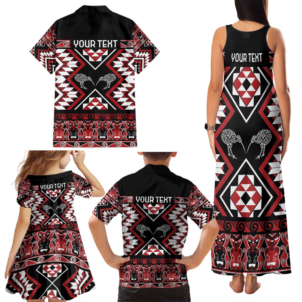 Personalised Taniko Motifs Aotearoa Family Matching Tank Maxi Dress and Hawaiian Shirt Waitangi Kowhaiwhai Kiwi LT7 - Polynesian Pride