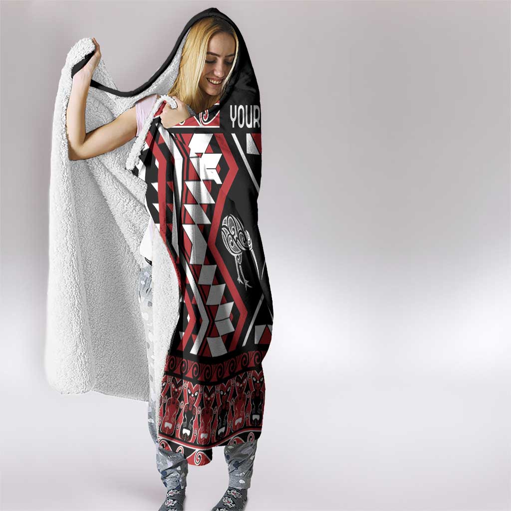 Personalised Taniko Motifs Aotearoa Hooded Blanket Waitangi Kowhaiwhai Kiwi