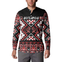 Personalised Aotearoa Waitangi Button Sweatshirt Taniko Motifs - Mania Gecko