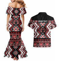 Personalised Aotearoa Waitangi Couples Matching Mermaid Dress and Hawaiian Shirt Taniko Motifs - Mania Gecko
