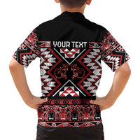 Personalised Aotearoa Waitangi Family Matching Long Sleeve Bodycon Dress and Hawaiian Shirt Taniko Motifs - Mania Gecko LT7 - Polynesian Pride