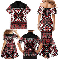 Personalised Aotearoa Waitangi Family Matching Mermaid Dress and Hawaiian Shirt Taniko Motifs - Mania Gecko LT7 - Polynesian Pride