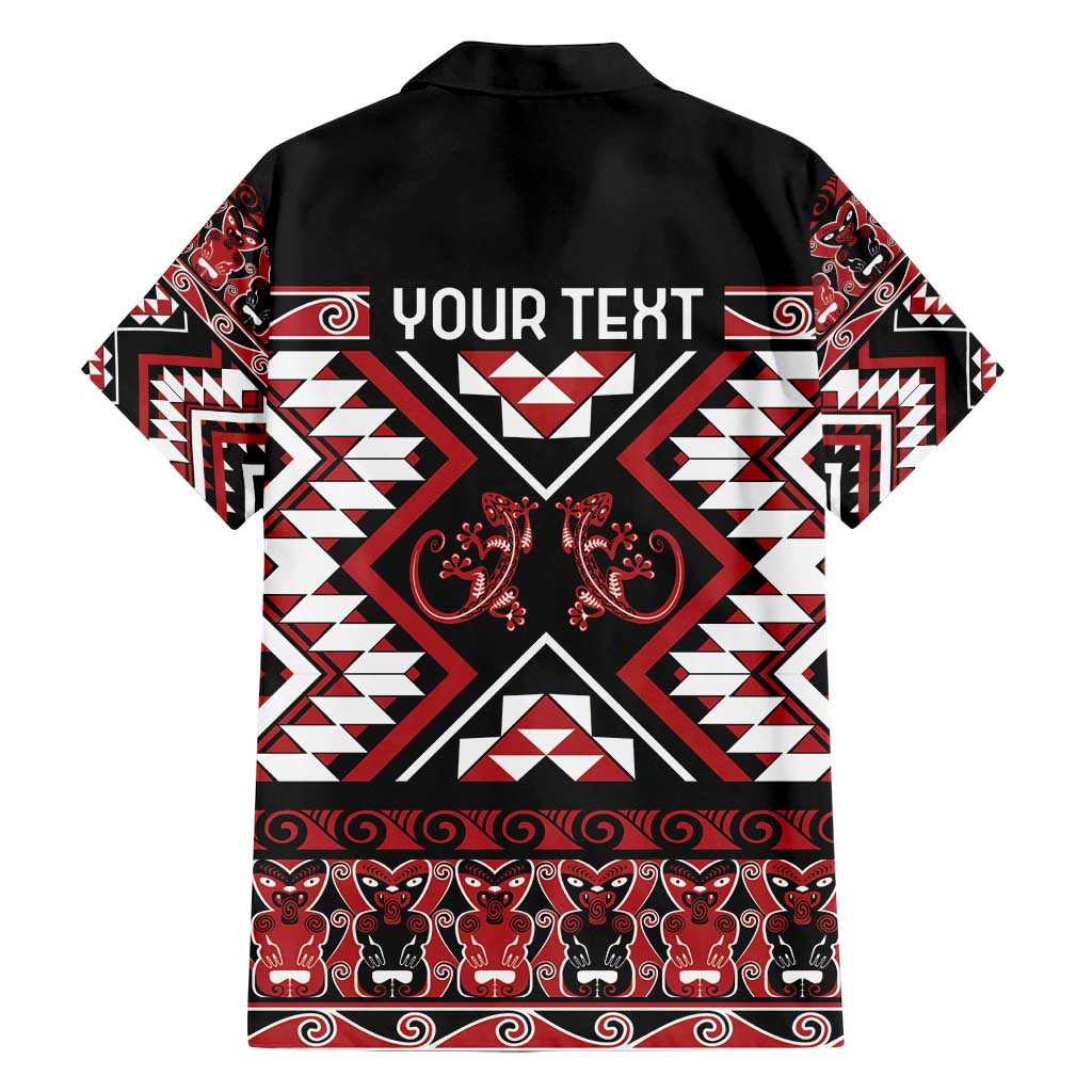 Personalised Aotearoa Waitangi Family Matching Off Shoulder Maxi Dress and Hawaiian Shirt Taniko Motifs - Mania Gecko LT7 - Polynesian Pride