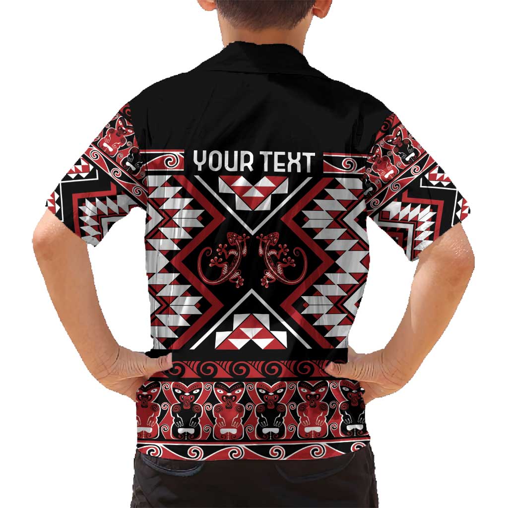 Personalised Aotearoa Waitangi Family Matching Puletasi and Hawaiian Shirt Taniko Motifs - Mania Gecko LT7 - Polynesian Pride