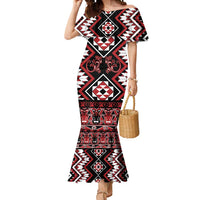 Personalised Aotearoa Waitangi Mermaid Dress Taniko Motifs - Mania Gecko