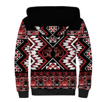 Personalised Aotearoa Waitangi Sherpa Hoodie Taniko Motifs - Mania Gecko