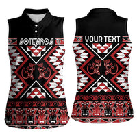 Personalised Aotearoa Waitangi Women Sleeveless Polo Shirt Taniko Motifs - Mania Gecko