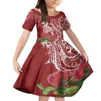 Personalised Hawaii Wahine Family Matching Tank Maxi Dress and Hawaiian Shirt Women's Day Ohia Lehua LT7 Daughter's Dress Red - Polynesian Pride
