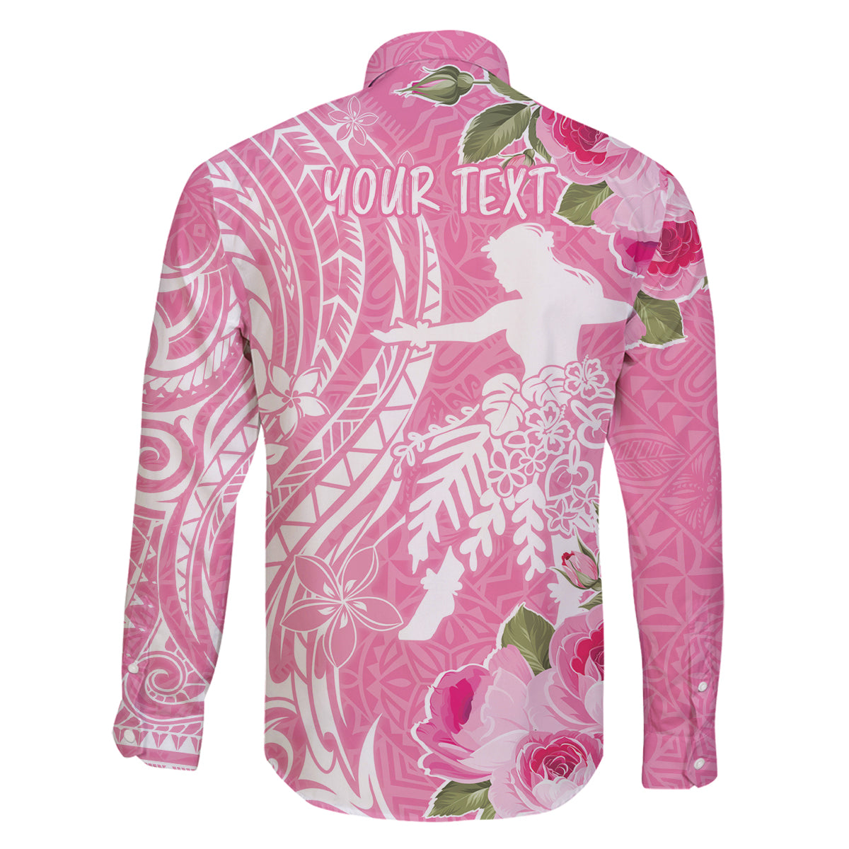 Personalised Hawaii Wahine Family Matching Long Sleeve Bodycon Dress and Hawaiian Shirt Women's Day Maui Lokelani Roses LT7 - Polynesian Pride