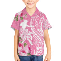 Personalised Hawaii Wahine Family Matching Tank Maxi Dress and Hawaiian Shirt Women's Day Maui Lokelani Roses LT7 Son's Shirt Pink - Polynesian Pride